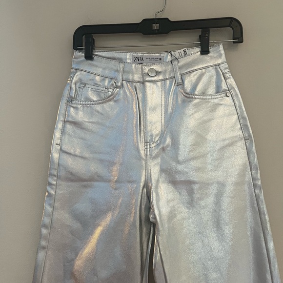 Zara woman’s Silver Wide Leg Pants - Picture 9 of 13